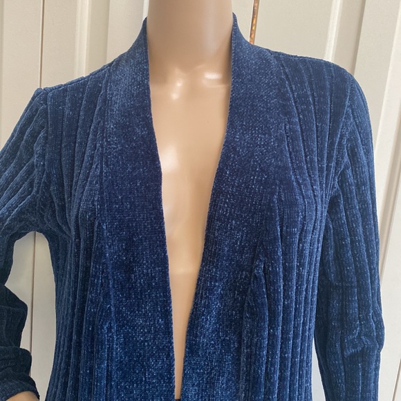 Marty M Womens M Blue Long Soft Open Cardigan. Ribbed with pockets. So comfy! - Picture 4 of 12